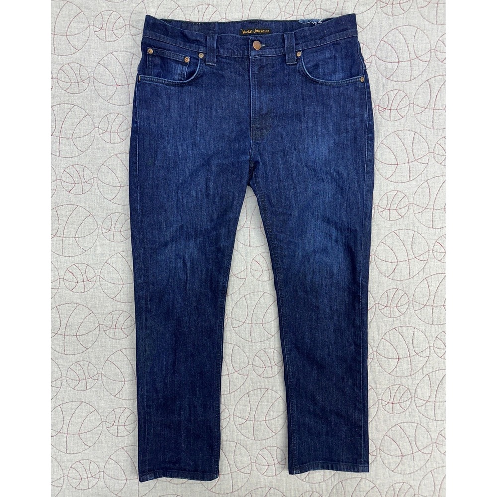 Nudie Jeans Tape Ted Dark Blue Org Dry Grey Em Slim Tapered / Mens 33x34